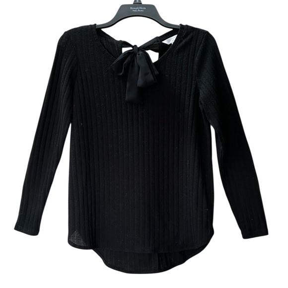 LC Lauren Conrad Sweaters - LC Lauren Conrad Black Knit Long Sleeve Tie Neck Back Sweater Size XS